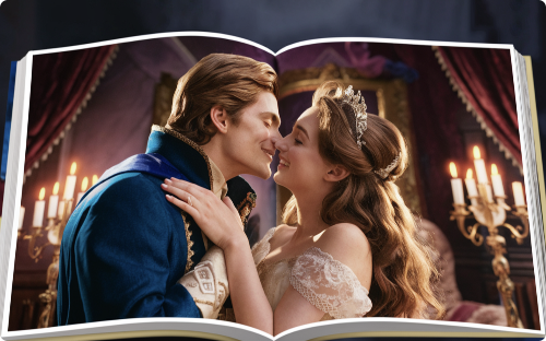 Foto de besos con IA para ilustración de libros